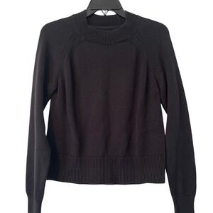 Daily Ritual Mens Black 100% Cotton Raglan Long Sleeve Crewneck Sweater Small